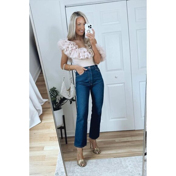 FREE PEOPLE Big Love Tulle Accent Sleeveless Bodysuit in Dusty Pink Size Small - Picture 3 of 7